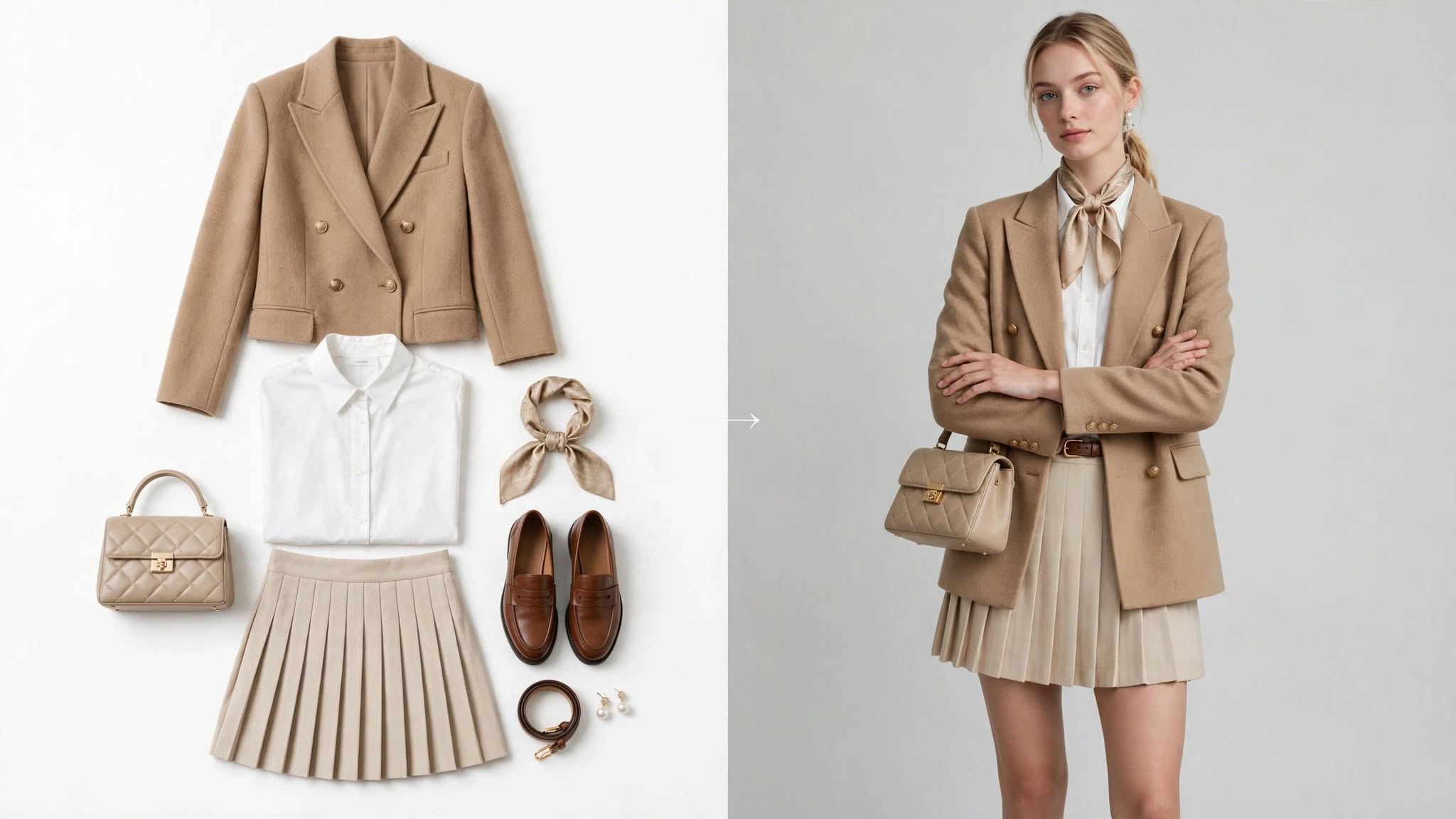 Transformation d'un flat lay en visuel porté par un mannequin